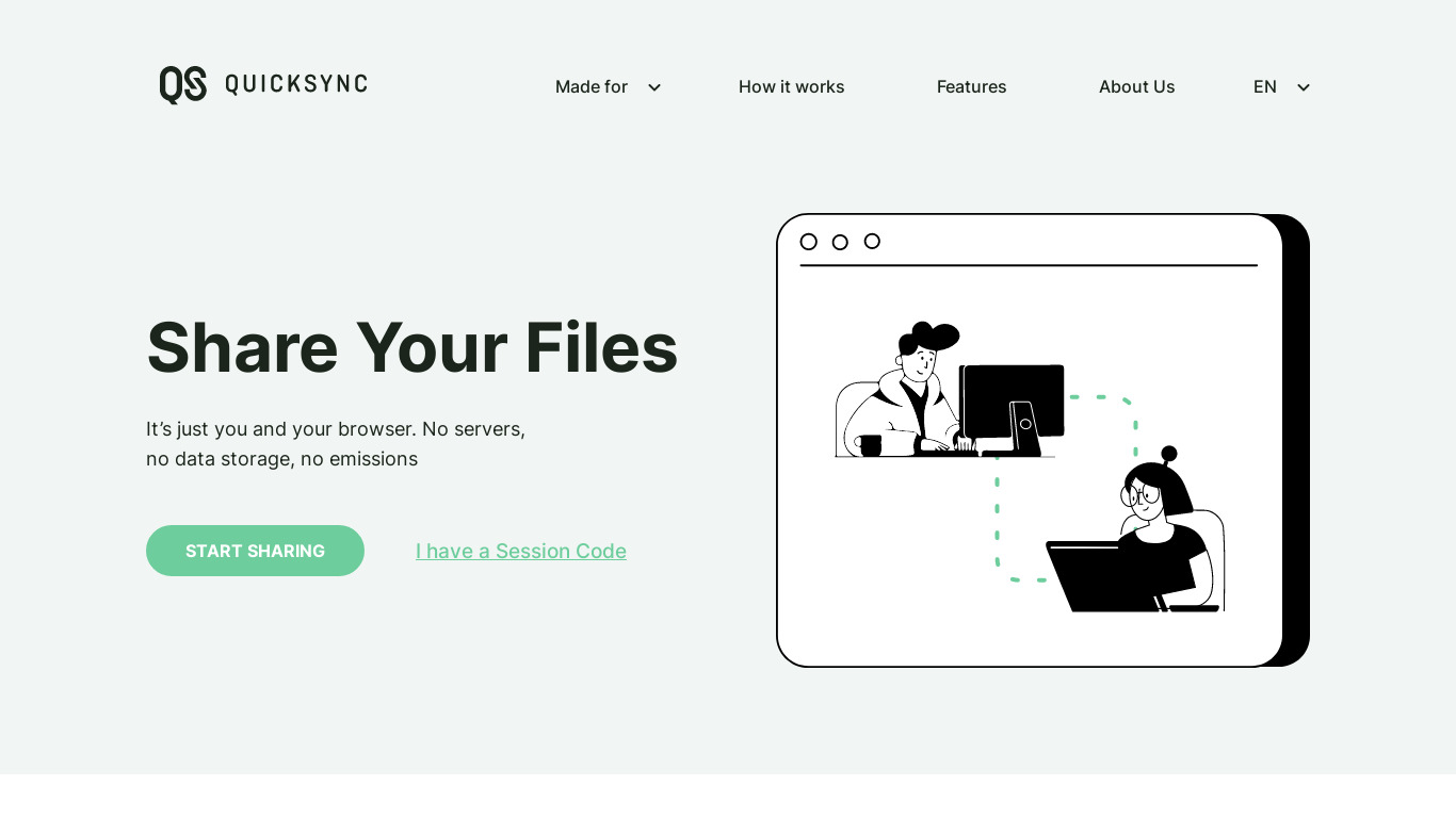 Quick Sync Me Landing page