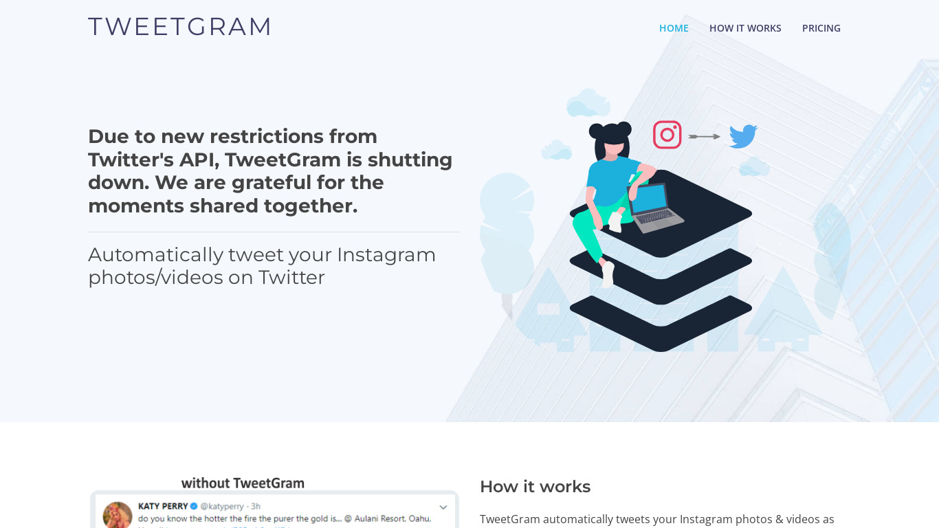 TweetGram Landing page