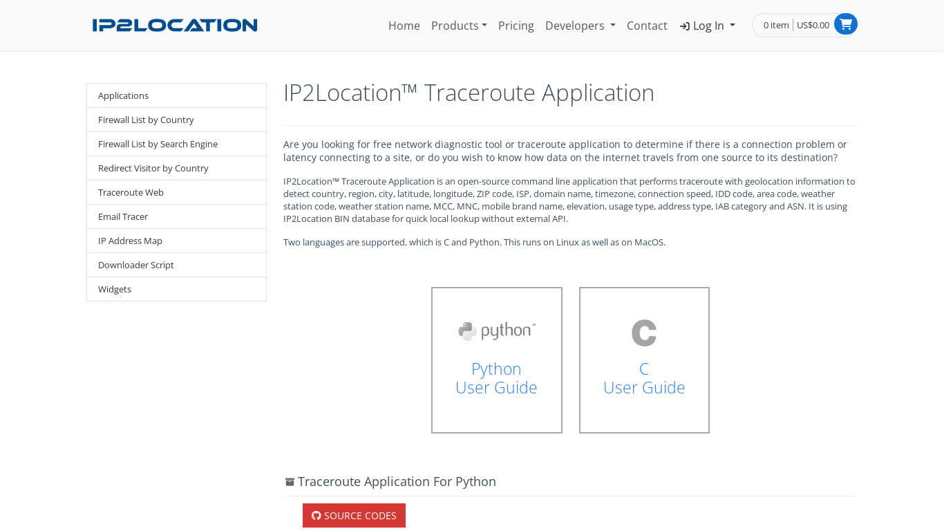 IP2Location Traceroute Landing page