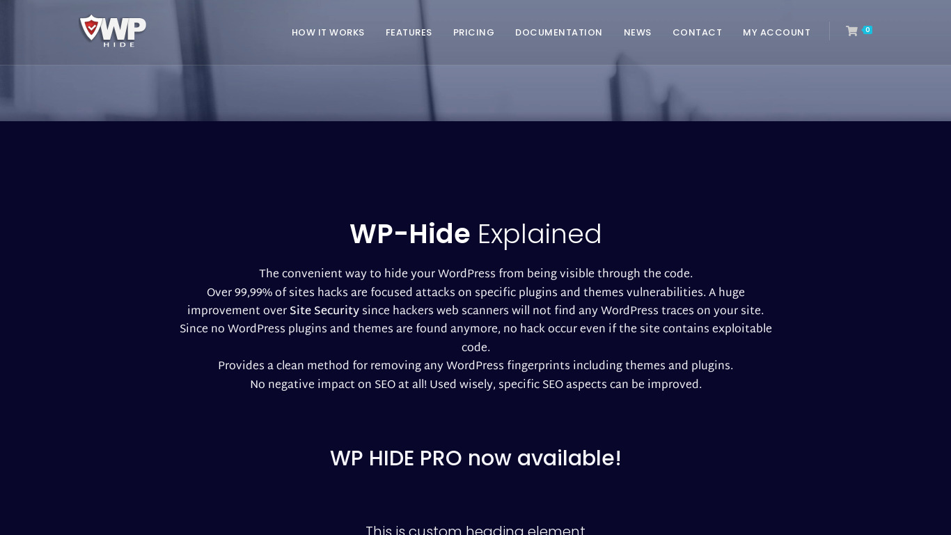 WP Hide & Security Enhancer Landing page