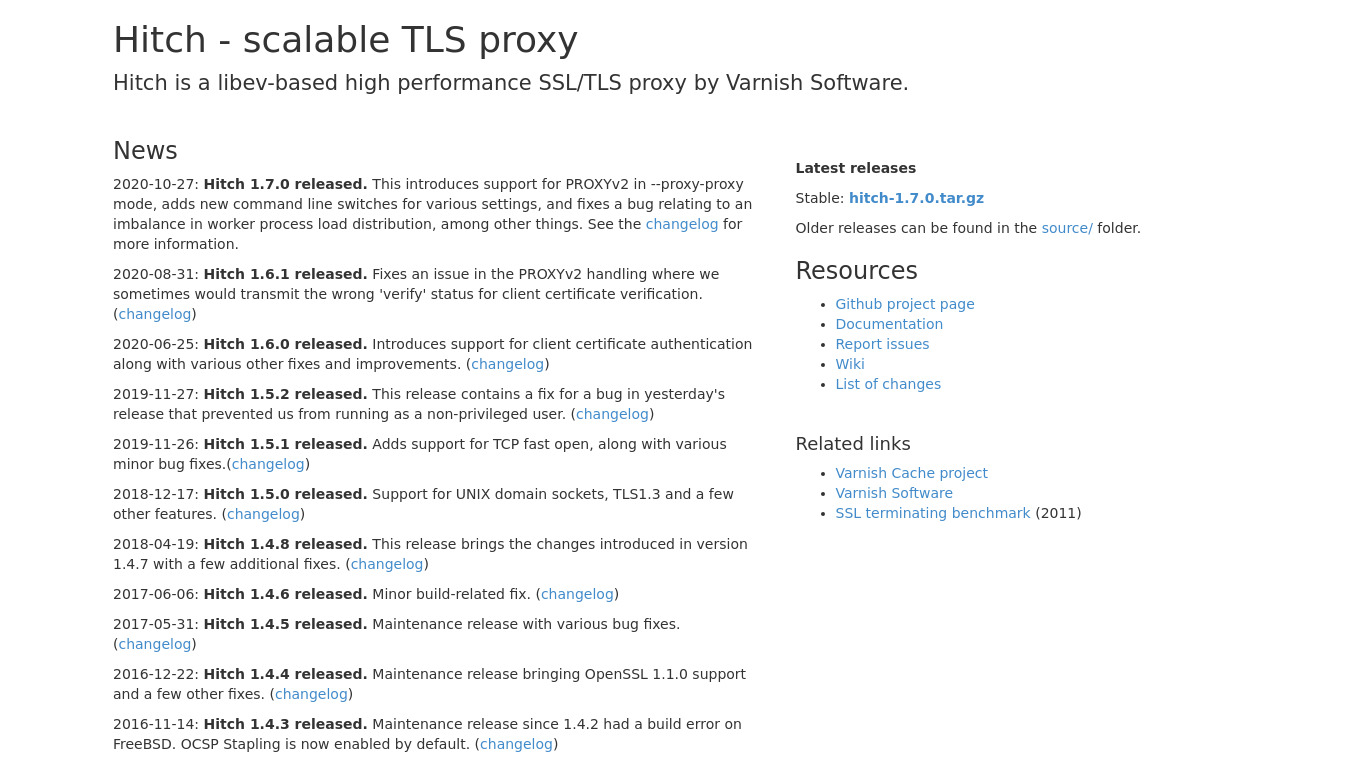 Hitch TLS Proxy Landing page