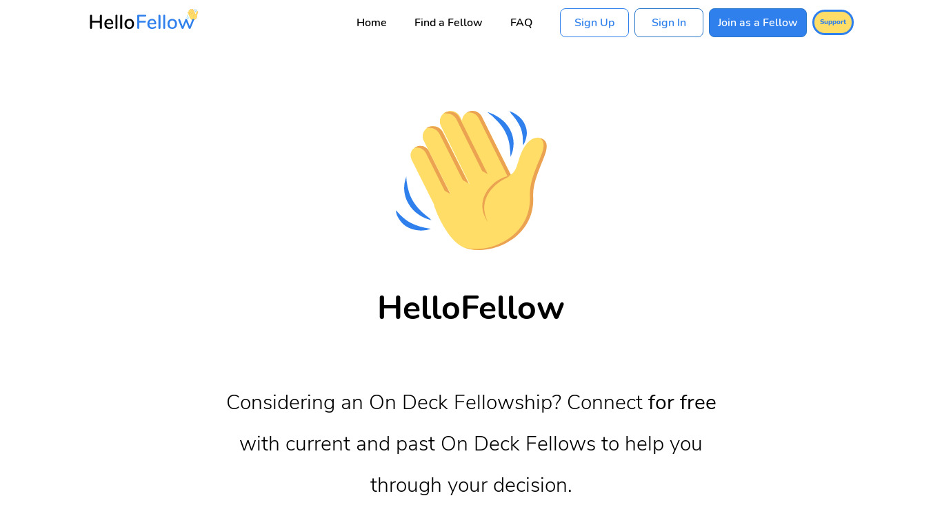HelloFellow Landing page