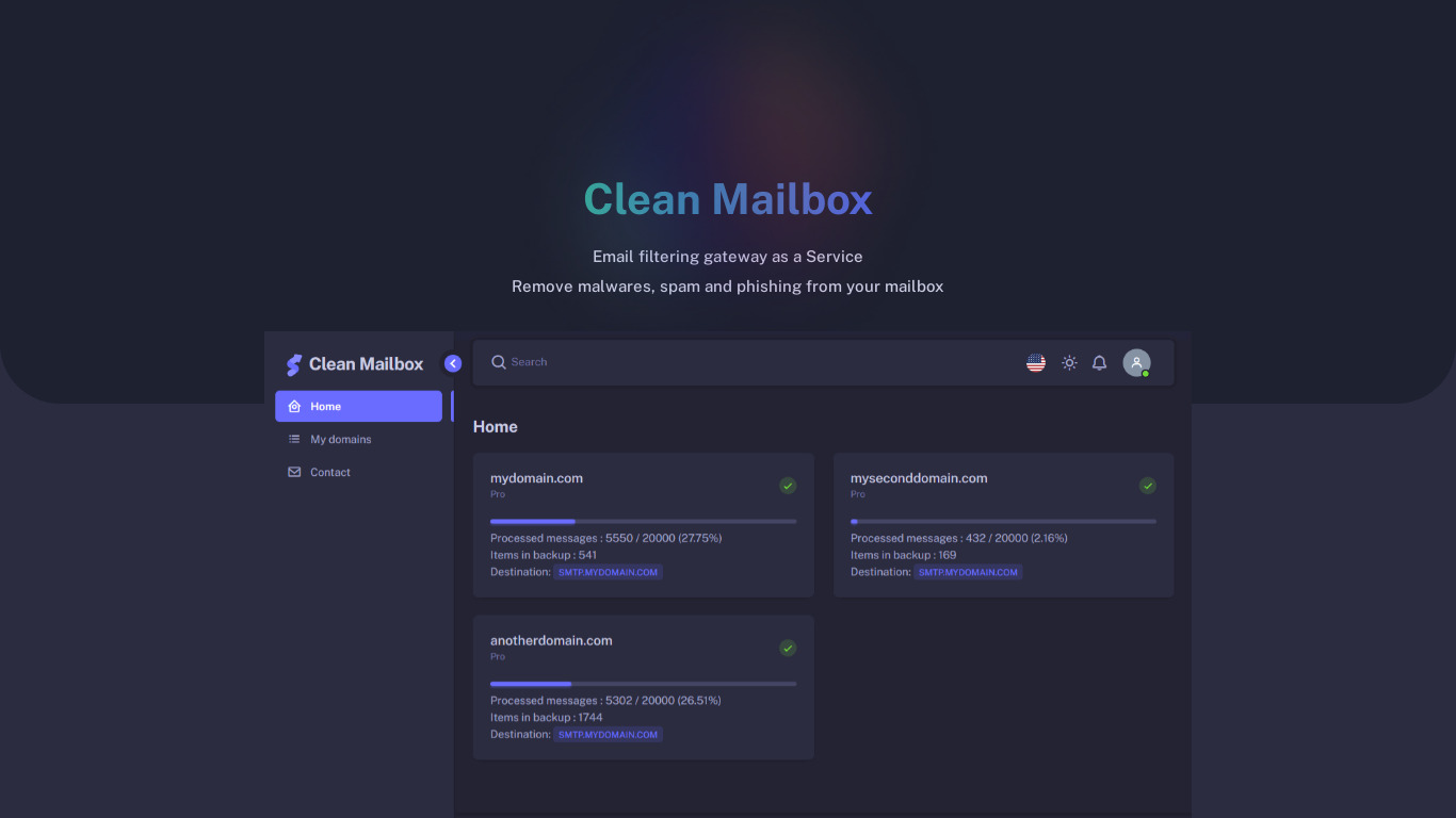 Clean Mailbox Landing page