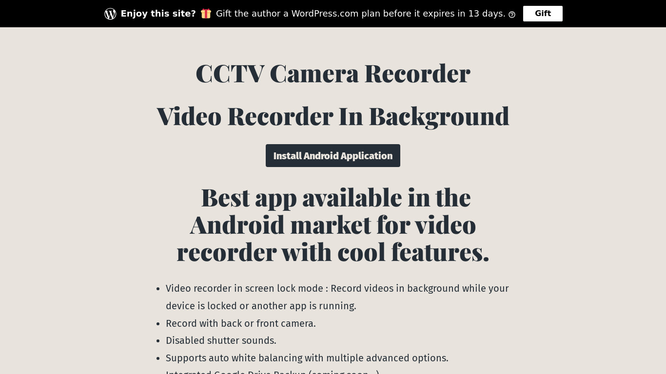 CCTV Camera Recorder Landing page