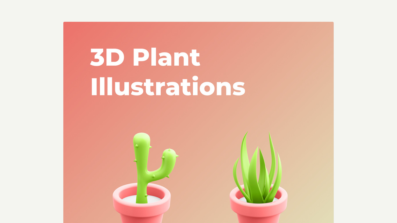nikola203.gumroad.com 3D Plant Illustrations Landing page