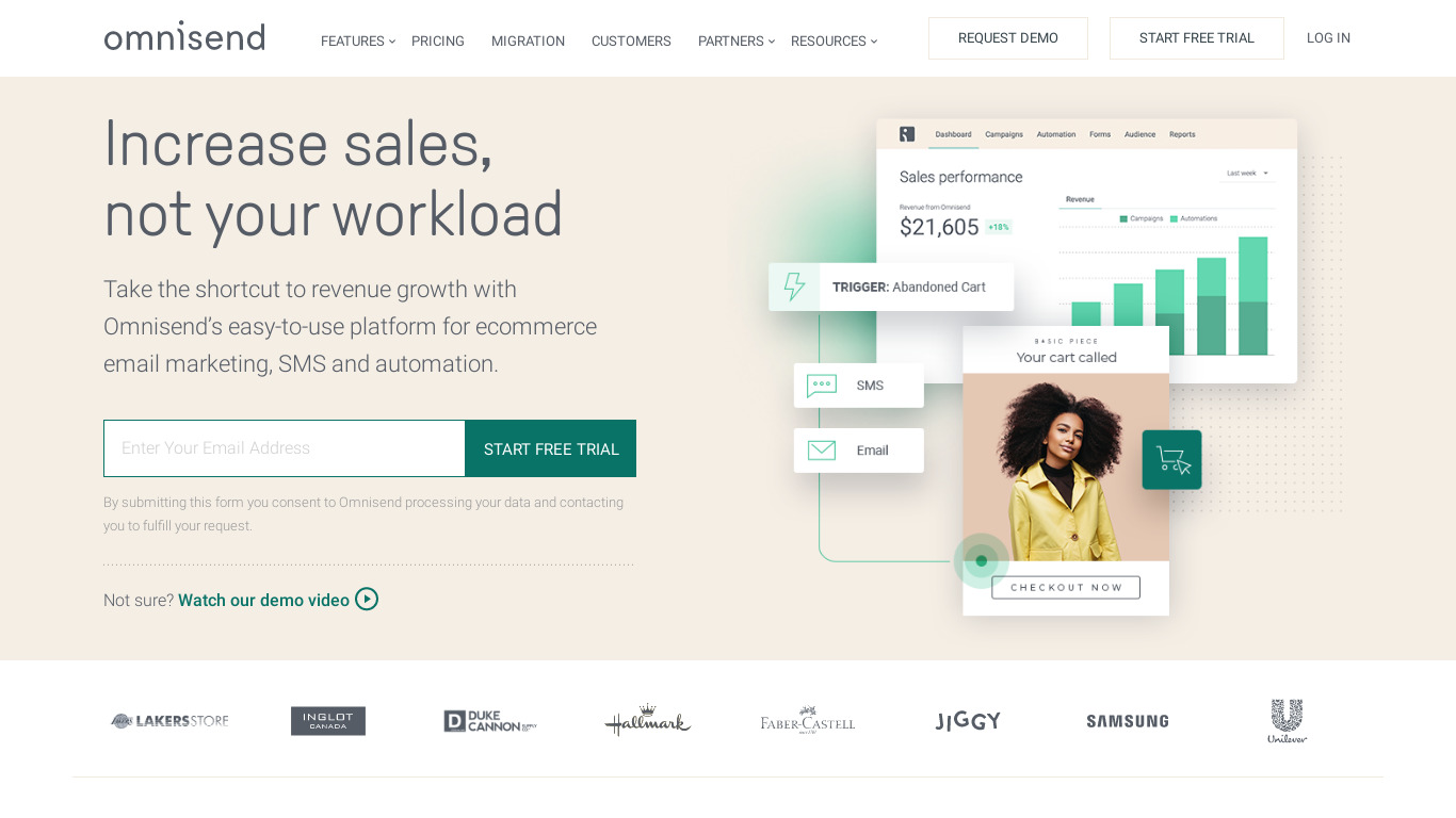 Omnisend Landing page