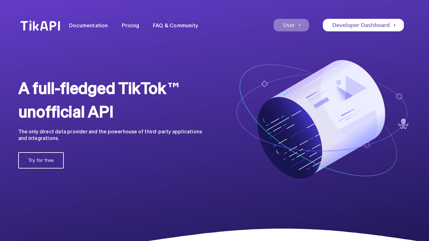TikAPI Landing page