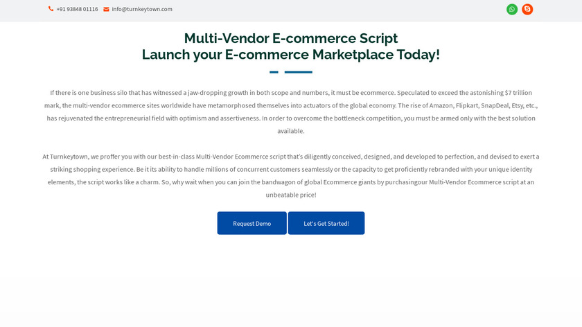 TurnkeyTown Multi-Vendor E-commerce Script Landing Page