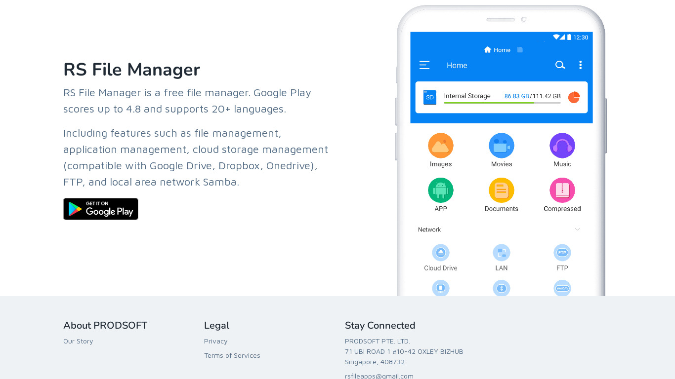 RS File Manager Landing page