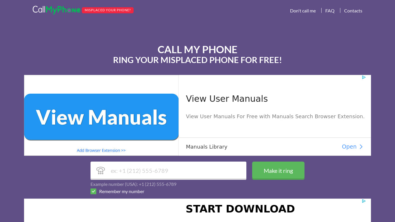 Call My Phone Landing page