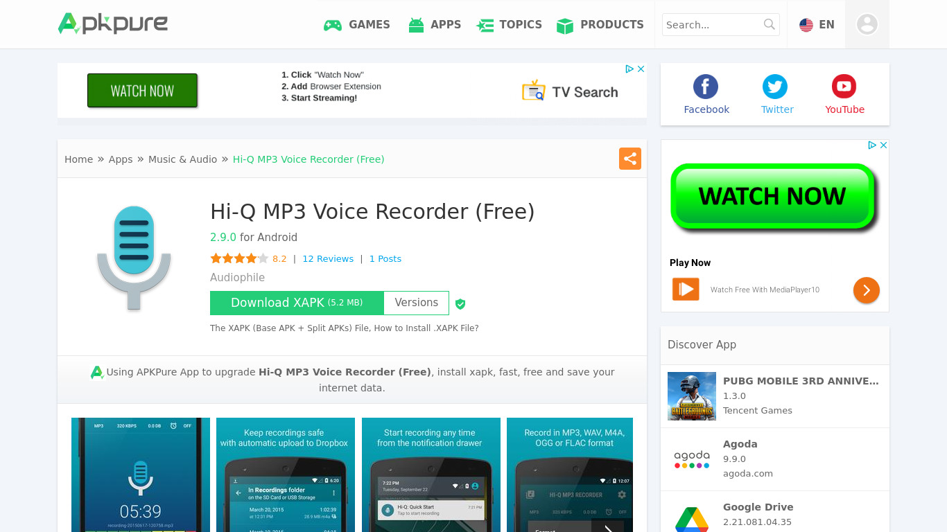 Hi-Q MP3 Voice Recorder Landing page
