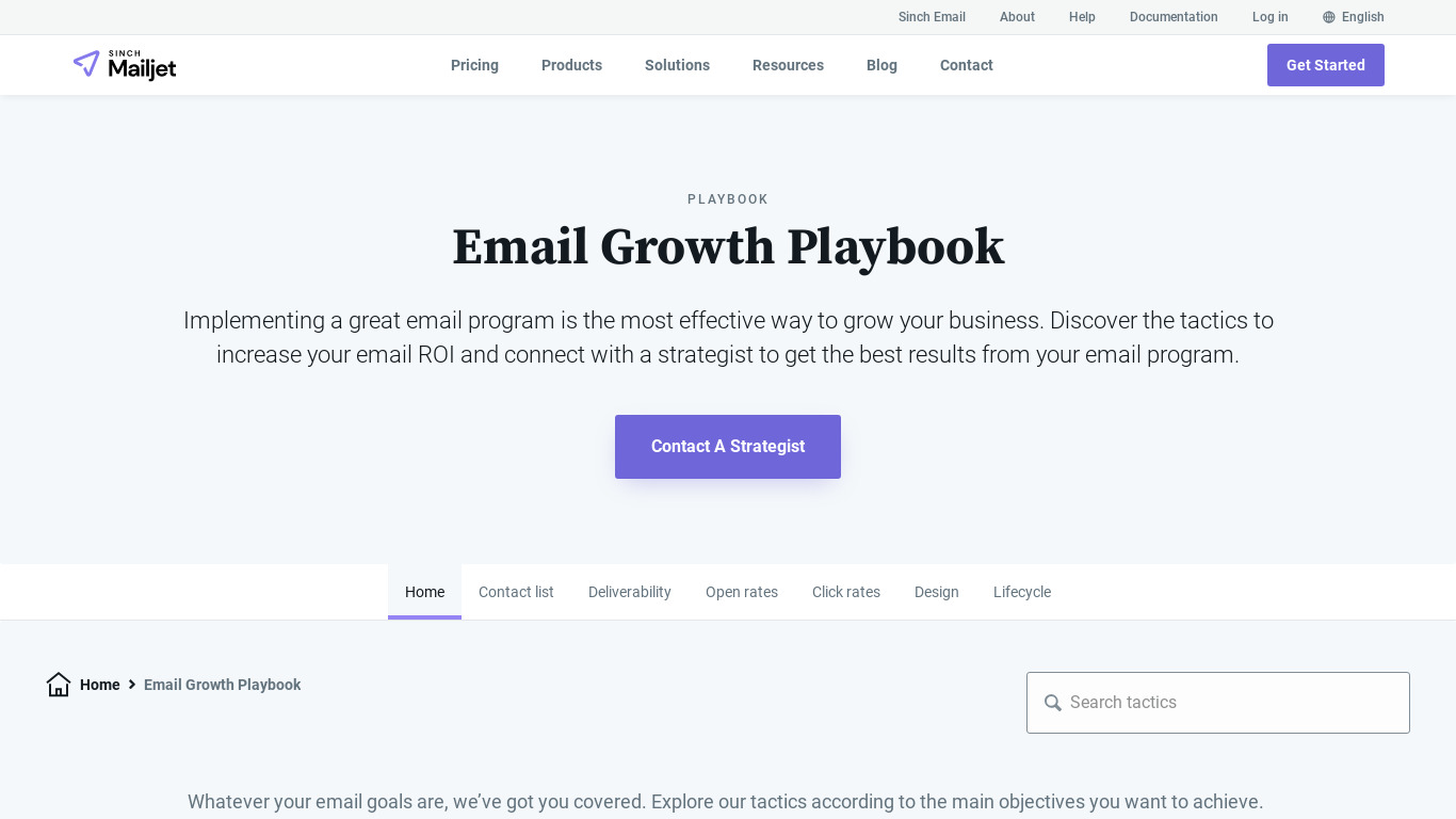 Email Growth Playbook Landing page