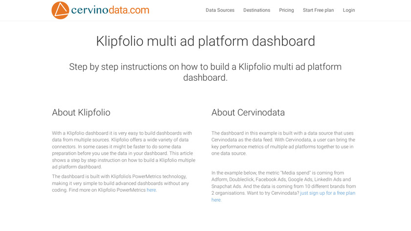 Klipfolio Dashboard Landing Page