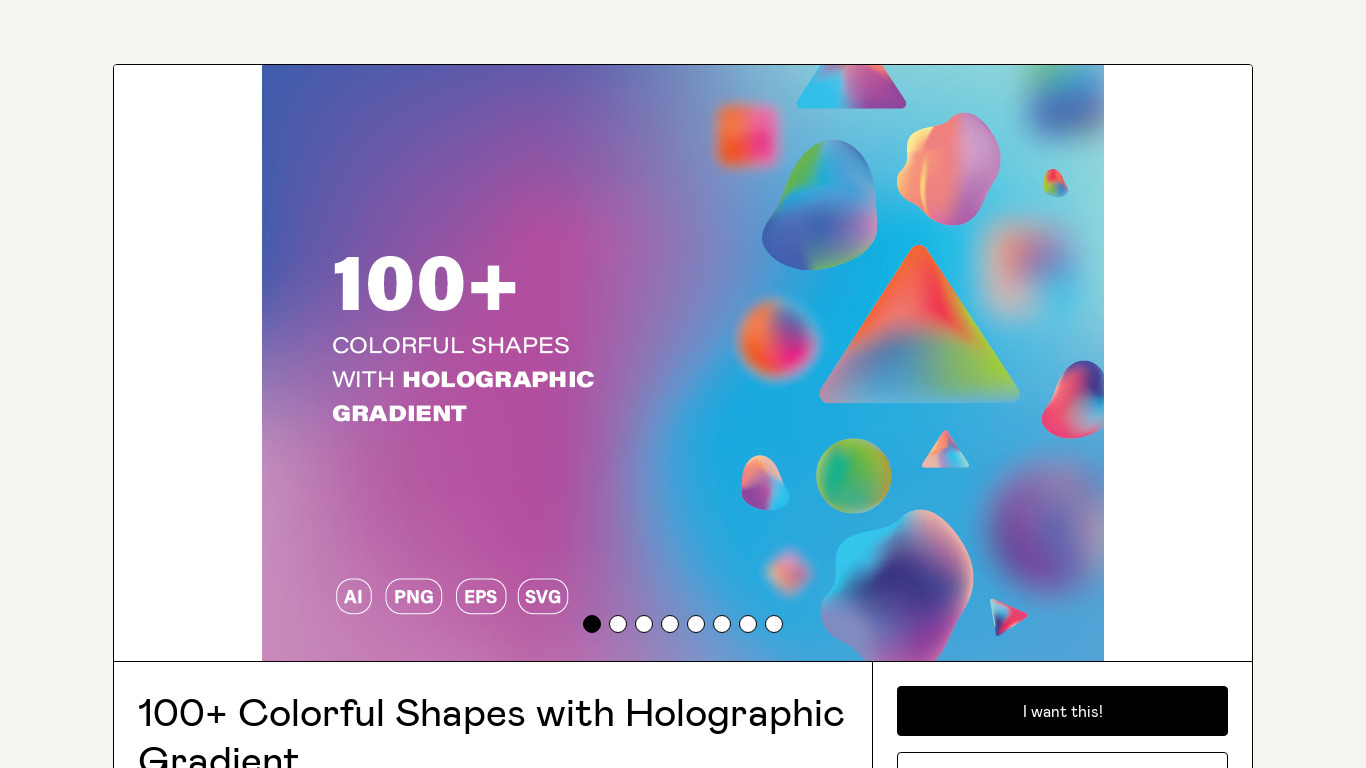 100+ Colorful Holographic Shapes Landing page