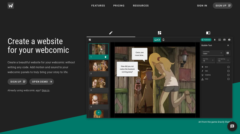 webcomic.app Landing Page