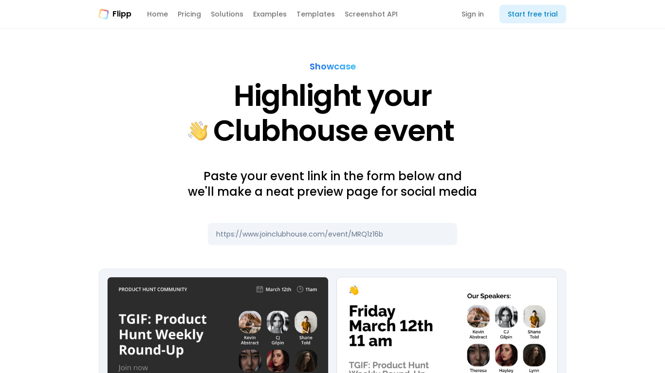 Flipp for Clubhouse Landing page