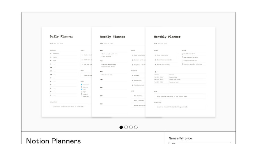 Notion Planners Landing Page