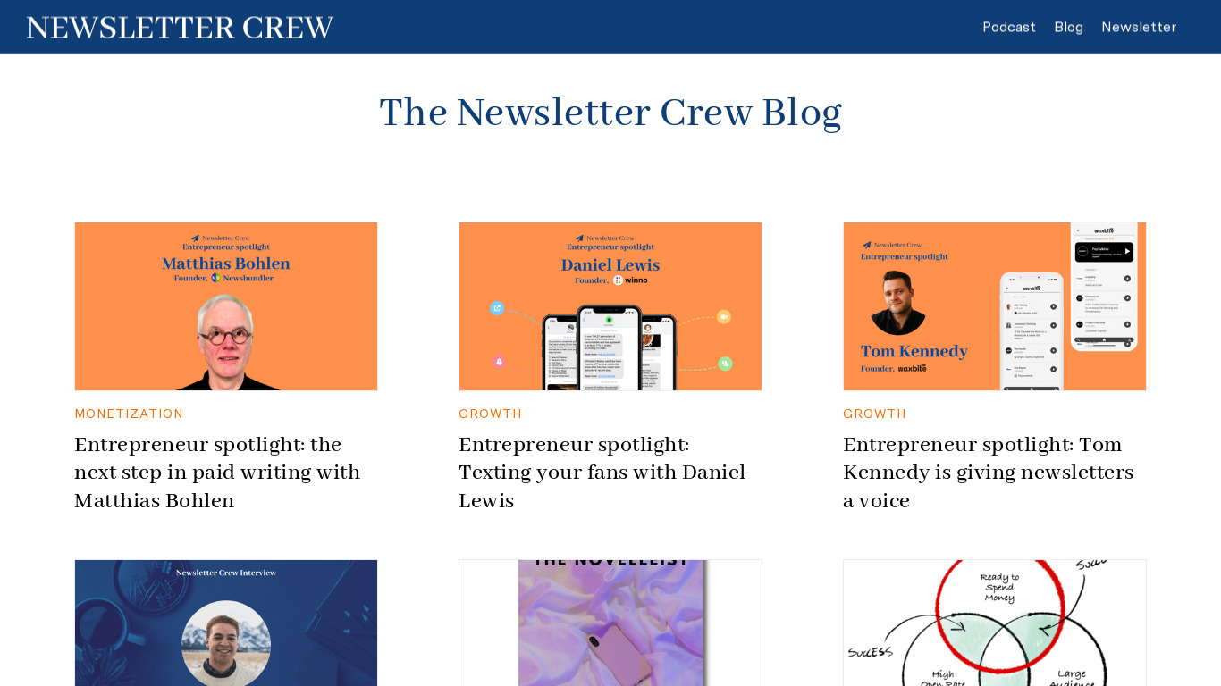 Newsletter Crew Landing page