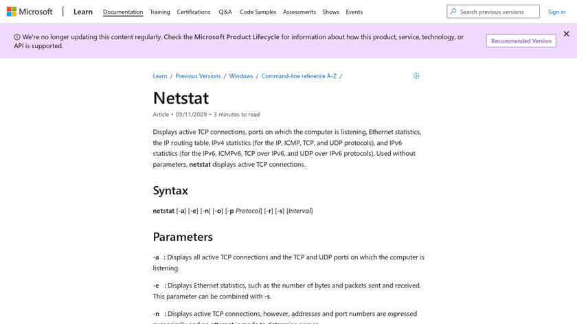 netstat Landing Page