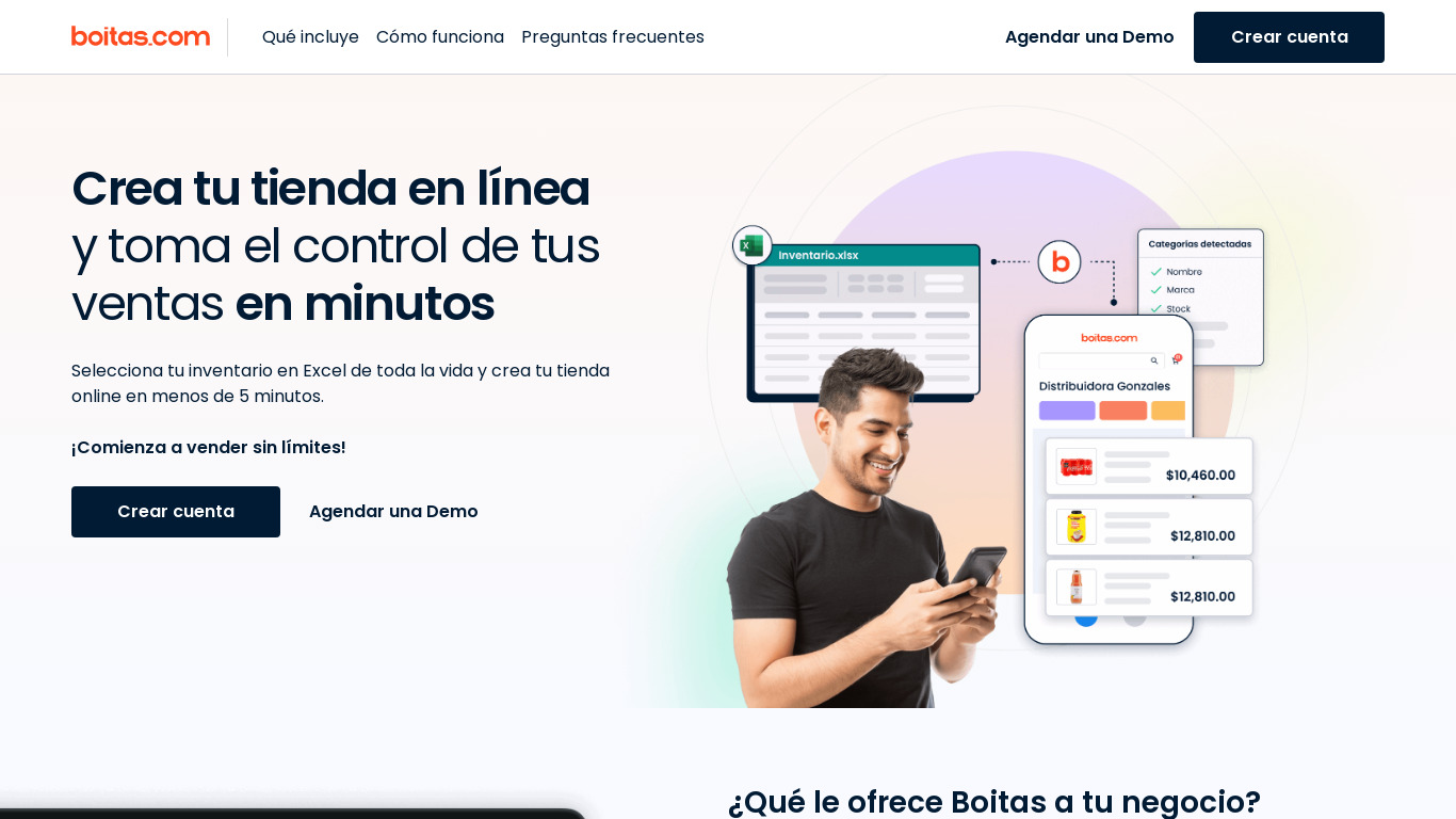Boitas.com Landing page