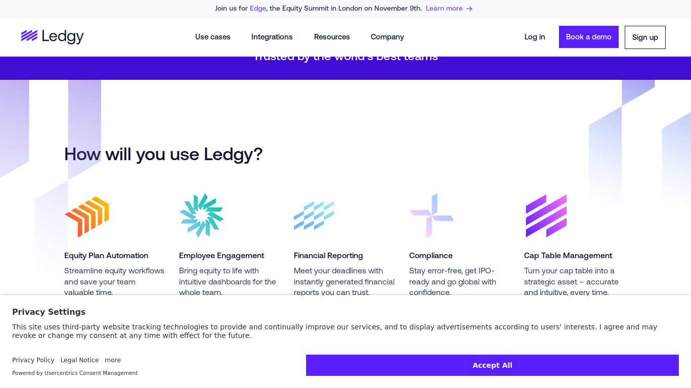 Ledgy Landing page