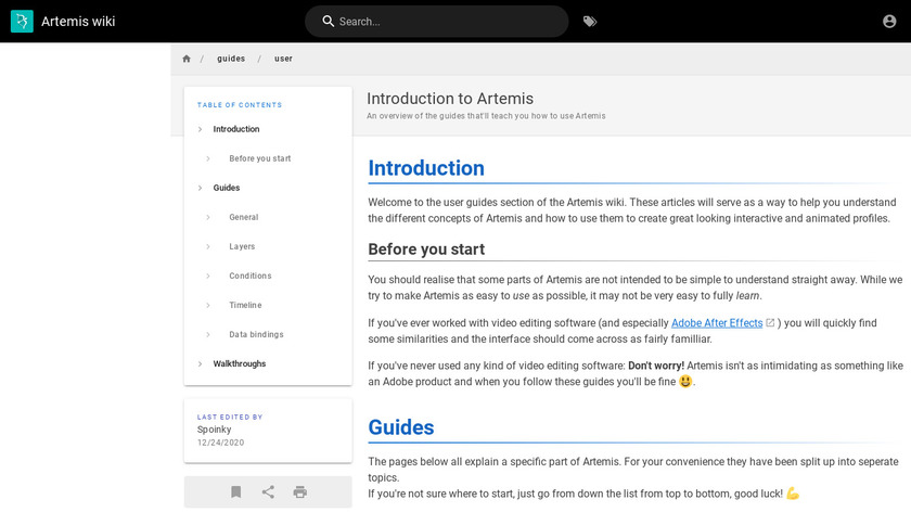 Artemis RGB Landing Page