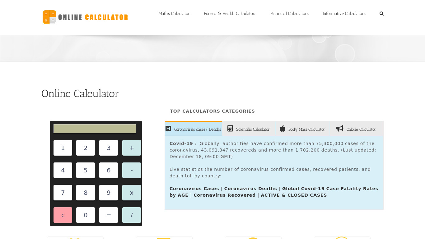 Online-Calculator.Info Landing page