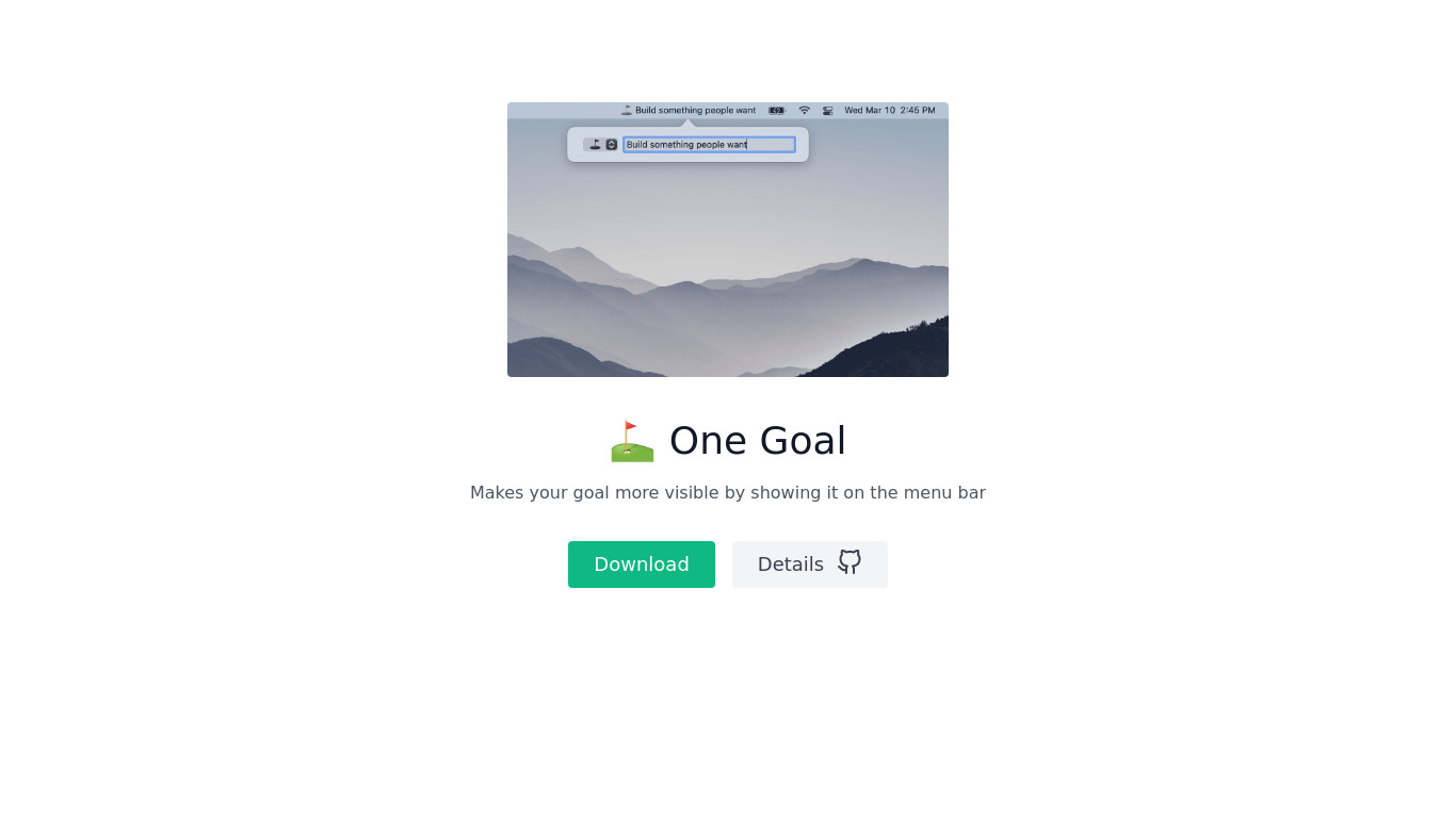 One Goal Landing page