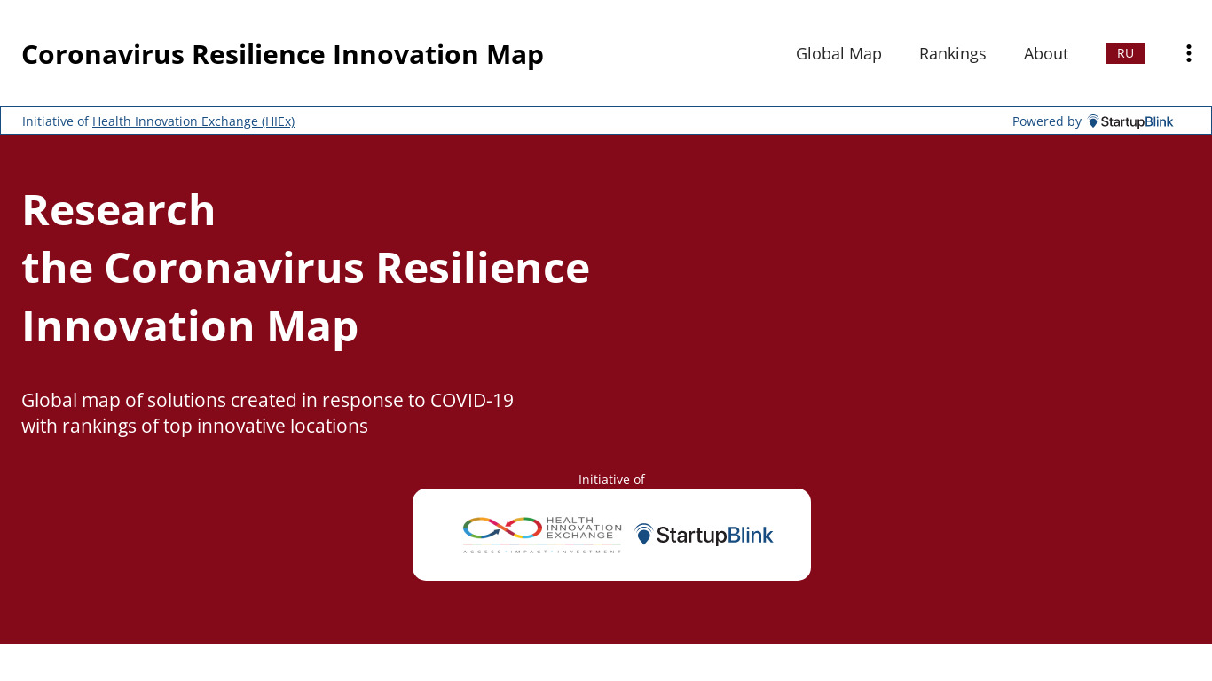 COVID-19 Innovation Map Landing page
