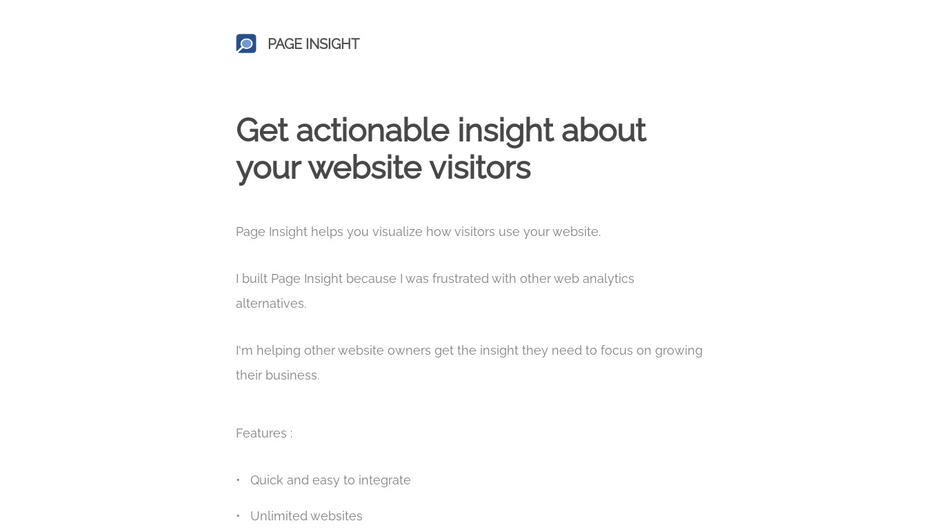 Page Insight Landing page