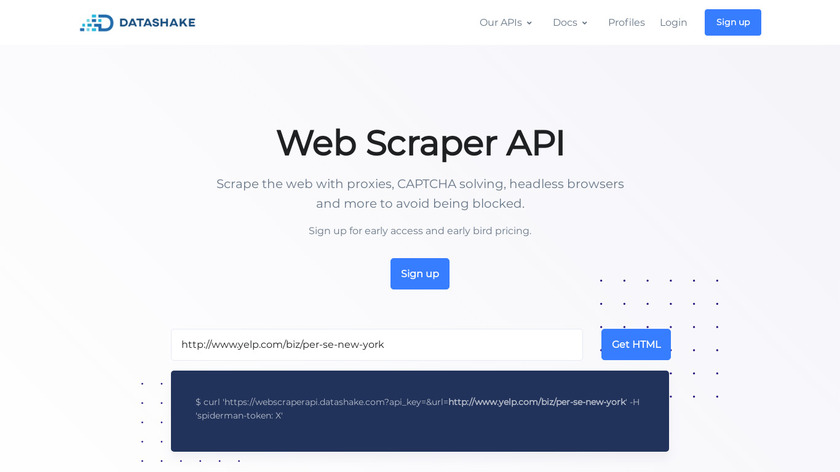 datashake.com Web Scraper API Landing Page