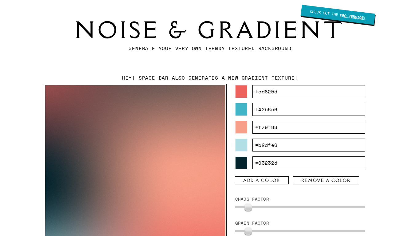 Noise and Gradient Landing page