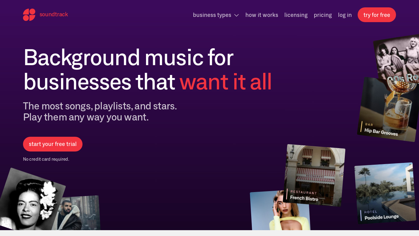 Spotify Business Landing page