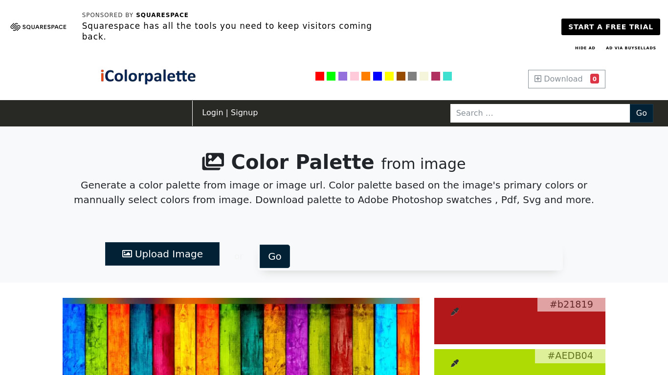 Color Palette from Image Landing page