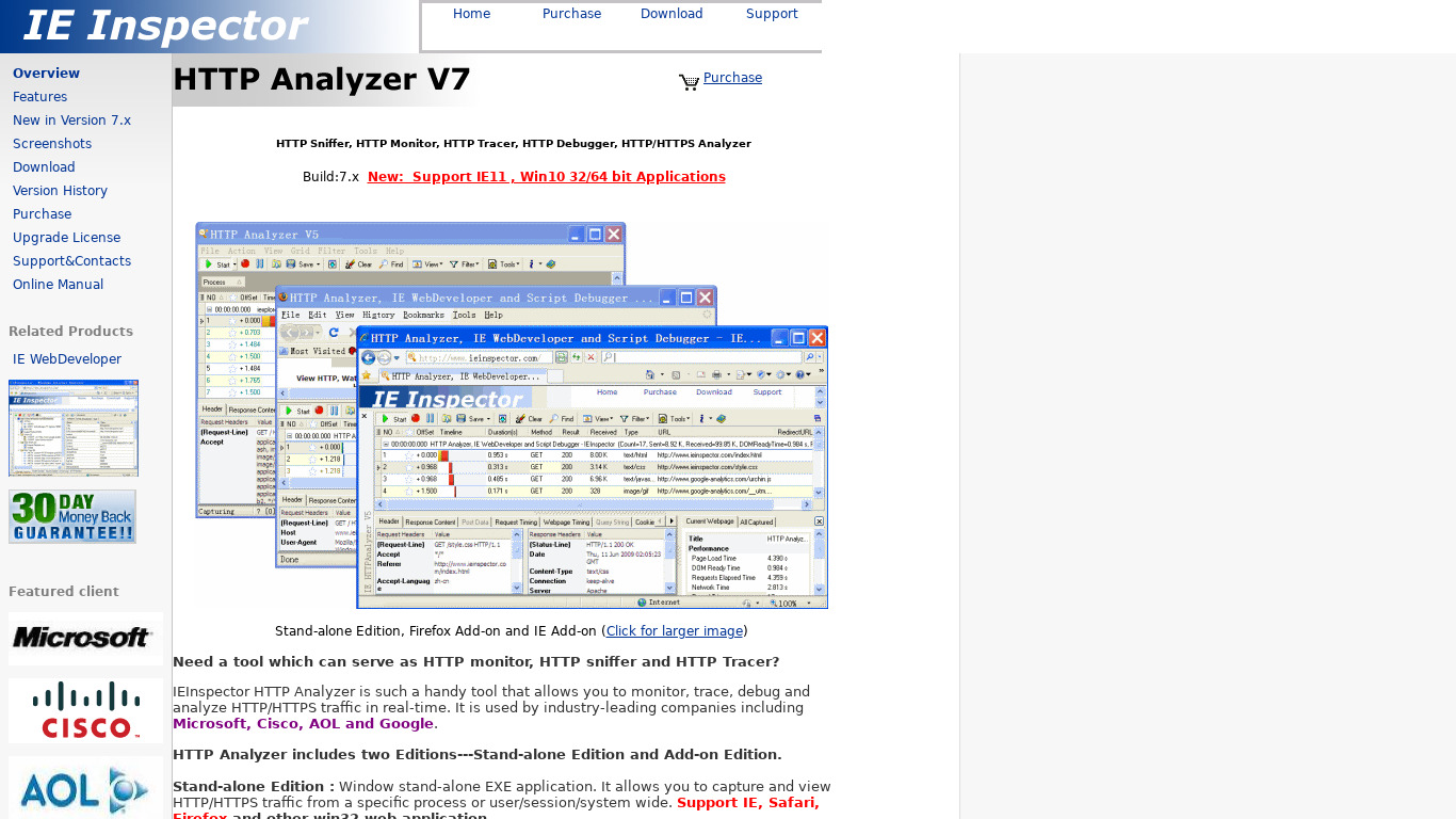 HTTP Analyzer Landing page