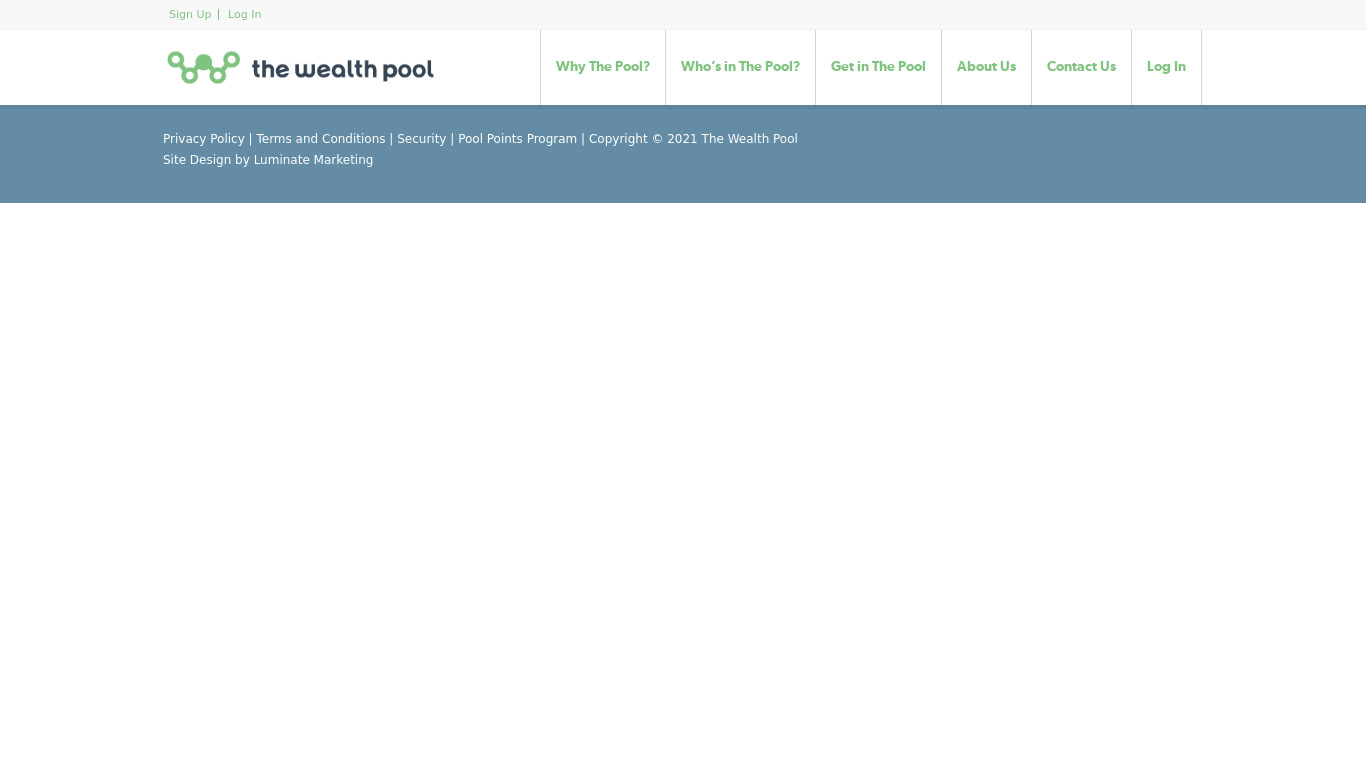The Wealth Pool Landing page