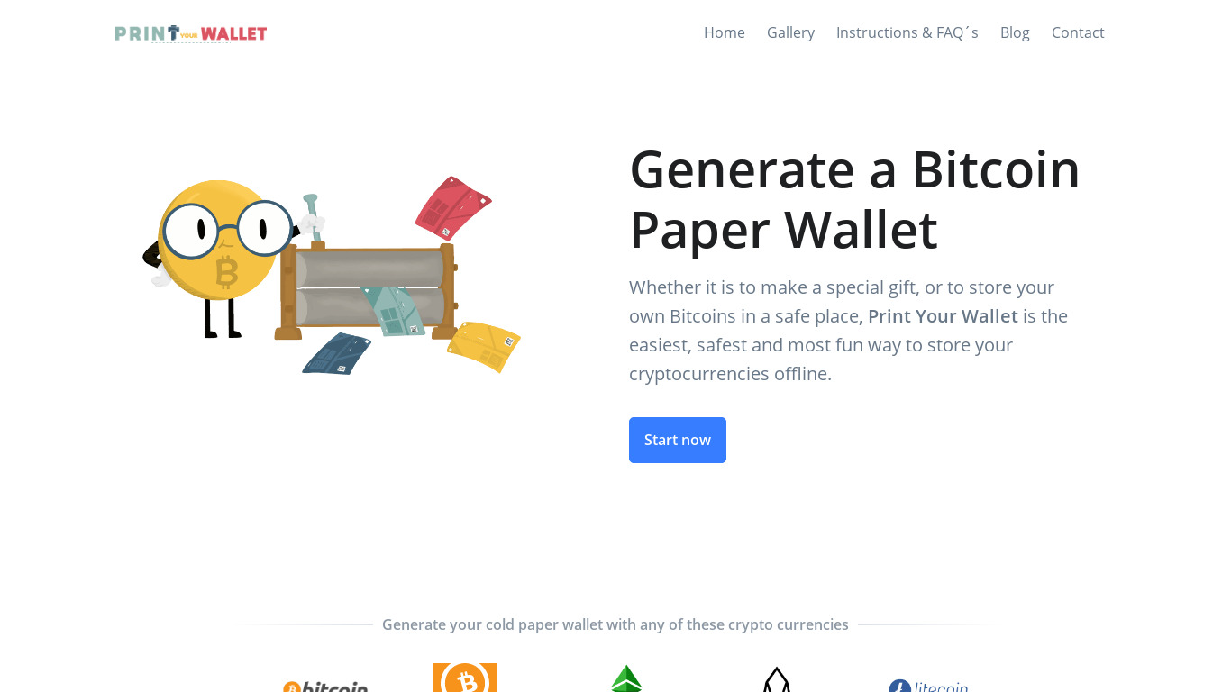 Print Your Wallet Landing page