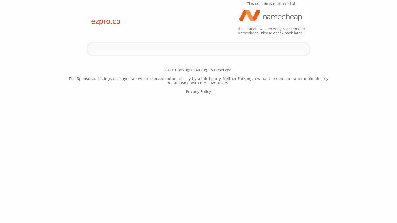 EZPro Service Management Landing page