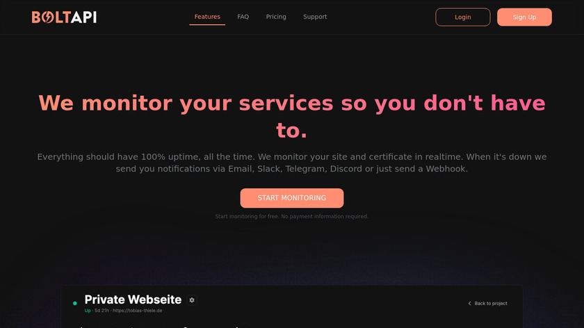 BoltAPI Landing Page