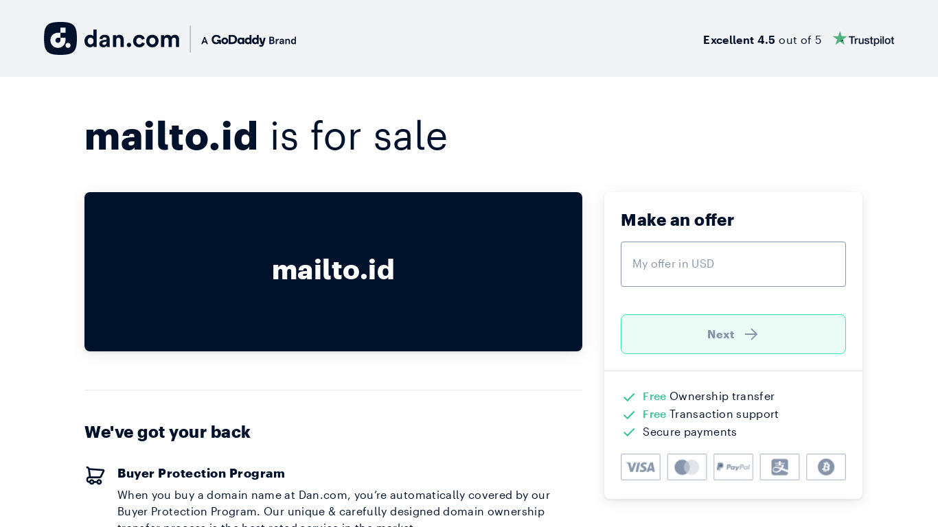Mailto.id Landing page