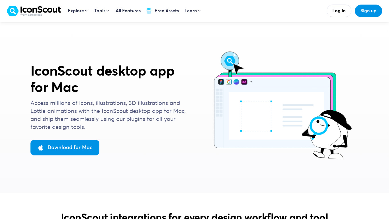 Iconscout Desktop App Landing page