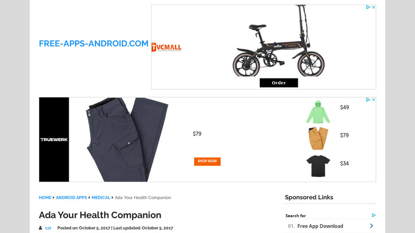 Ada – your health companion Landing Page
