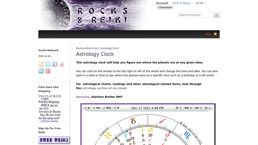 rocksandreiki.com Astro Clock Widget Landing Page