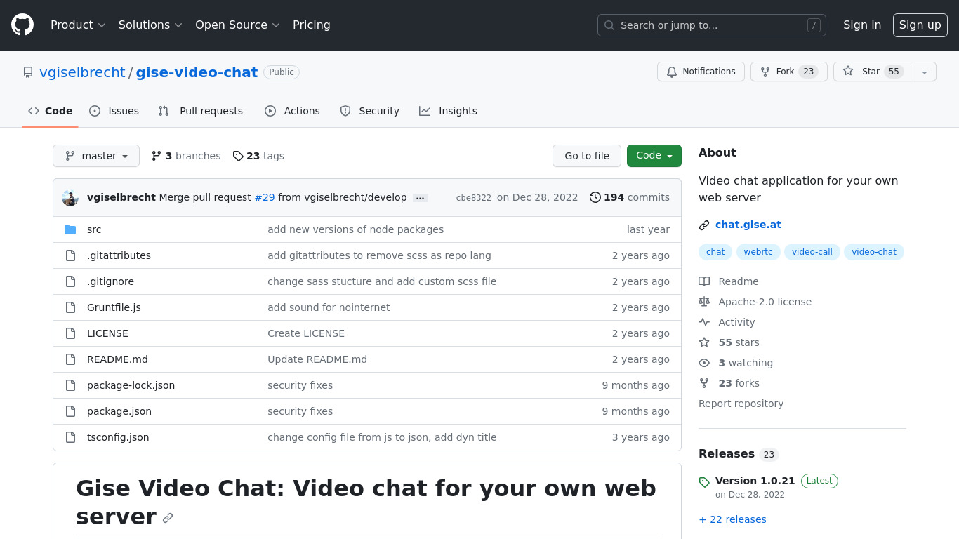 Gise Chat Landing page