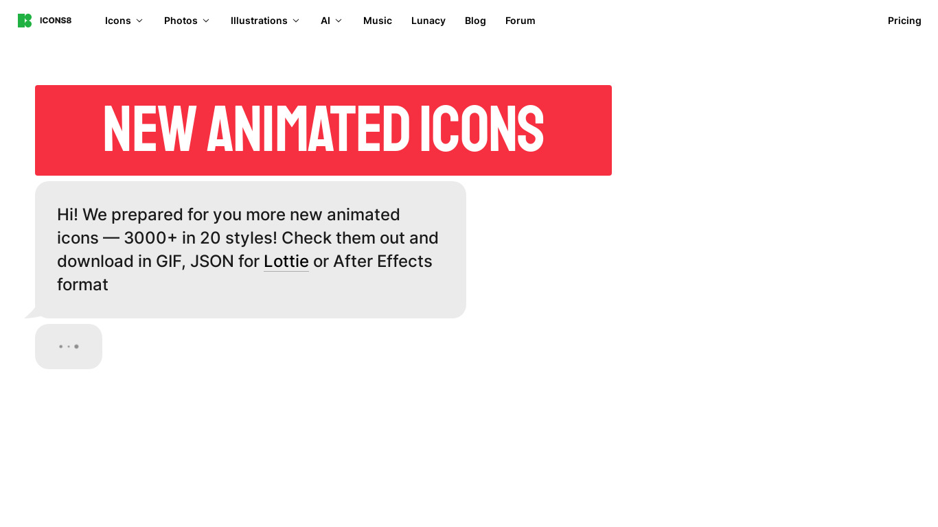 Animated Icons Landing page