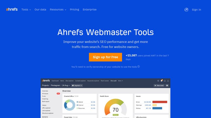 Ahrefs Webmaster Tools Landing Page