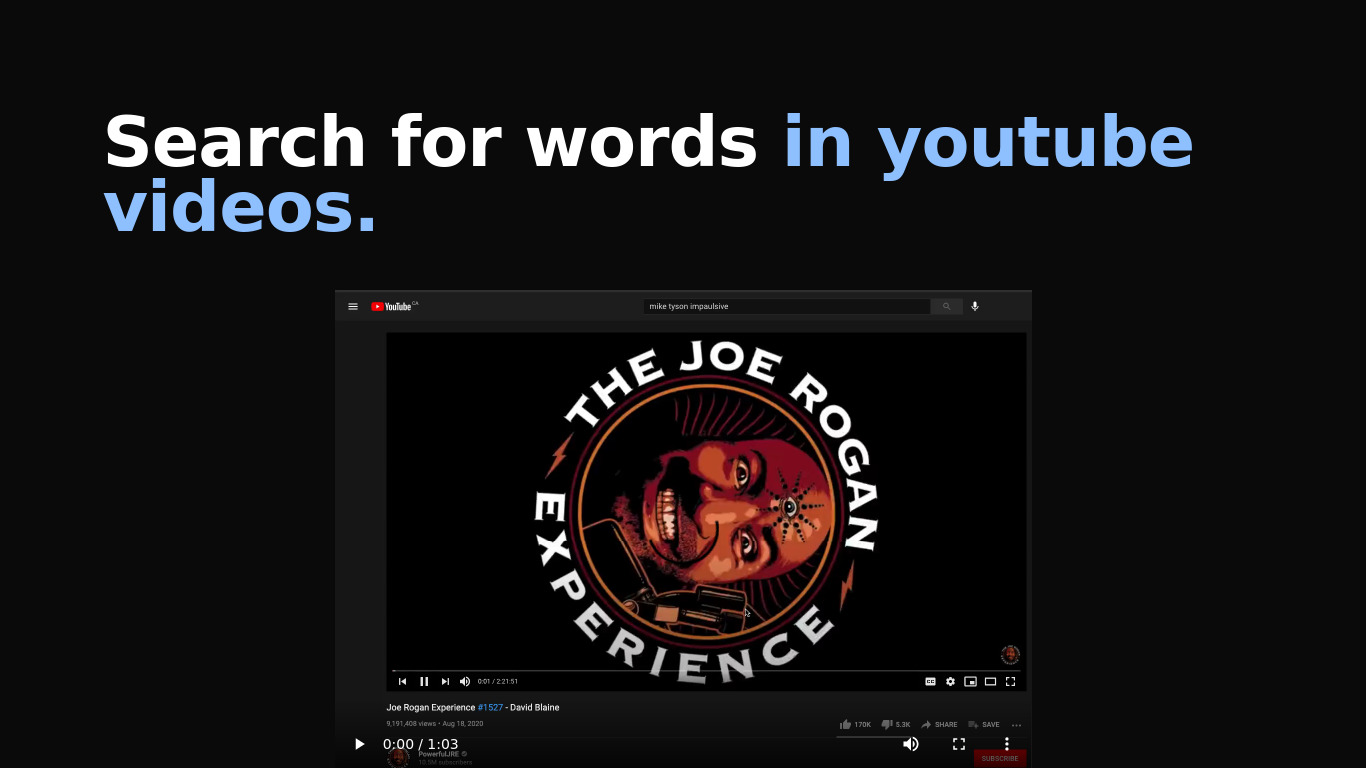 Youtube Word Search Landing page