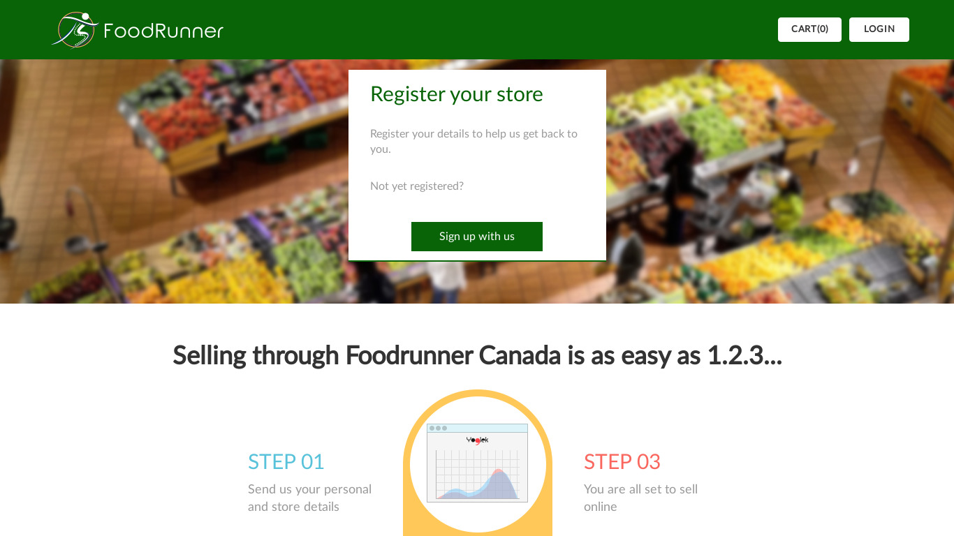 Register your Grocery Store Landing page