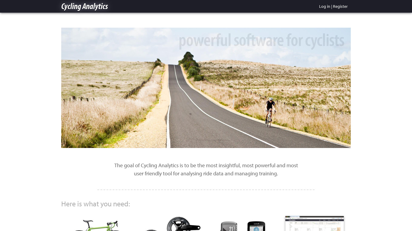 Cycling Analytics Landing page