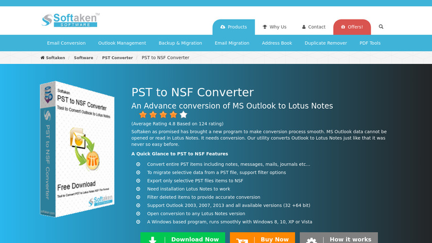 Softaken PST to NSF Converter Landing Page